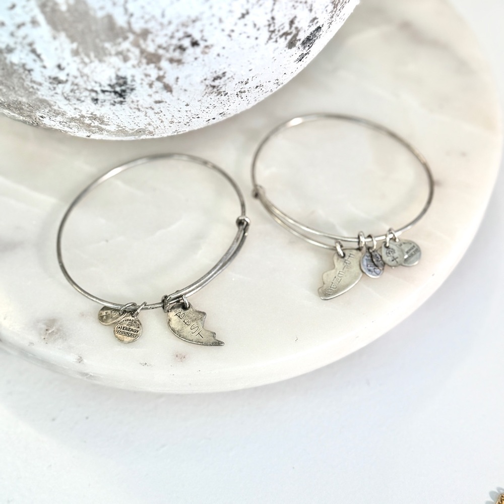 Alex and Ani Best Friends Set of 2 Heart Bangles Bracelets